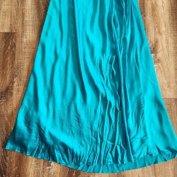 The Sei for FWRD Asymmetric Strappy Gown in Aqua Blue Size 8 Silk Sleeveless - Picture 7 of 16